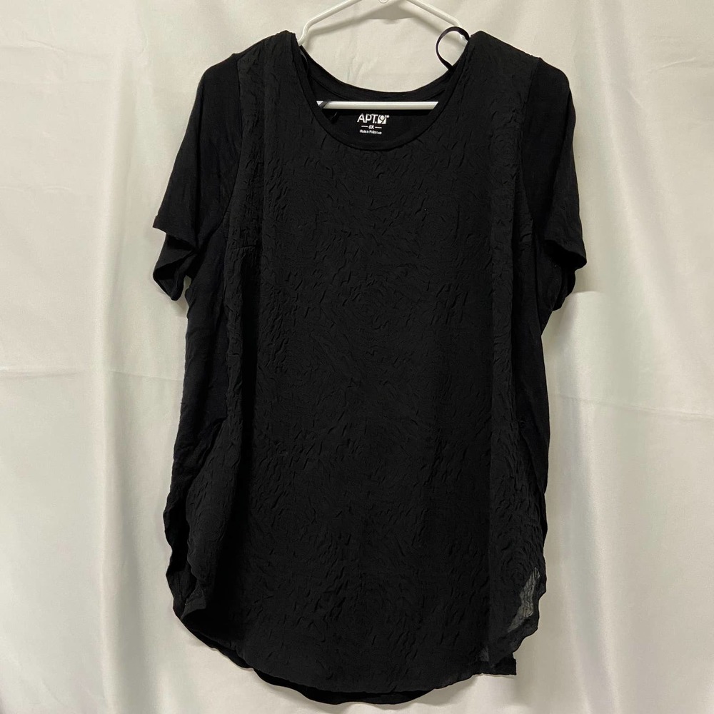 Apt. 9 Black Blouse Size OX  Black Shear front over lay
